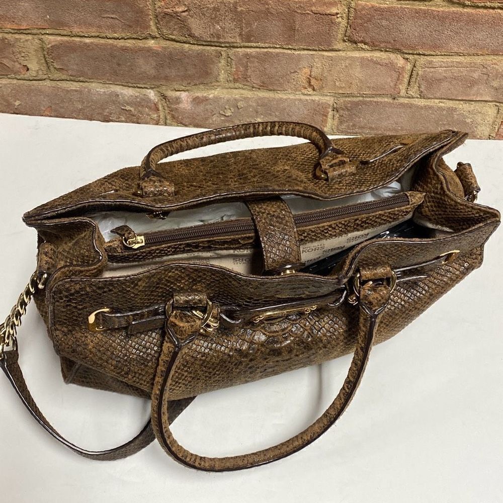 Michael Kors Hamilton Brown Python Snakeskin Leat… - image 4